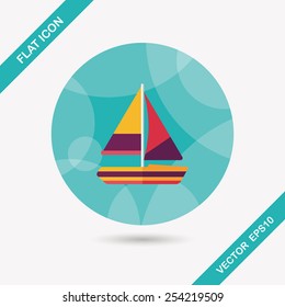 Transportation sailboat flat icon with long shadow,eps10