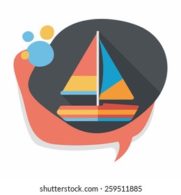 Transportation sailboat flat icon with long shadow,eps10