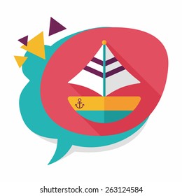 Transportation sailboat flat icon with long shadow,eps10