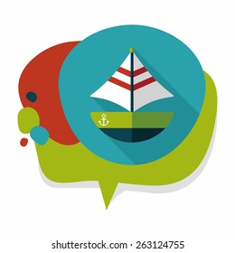 Transportation sailboat flat icon with long shadow,eps10