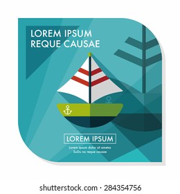 Transportation sailboat flat icon with long shadow,eps10