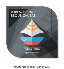 Transportation sailboat flat icon with long shadow,eps10