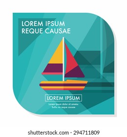 Transportation sailboat flat icon with long shadow,eps10