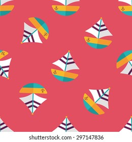 Transportation sailboat flat icon,eps10 seamless pattern background