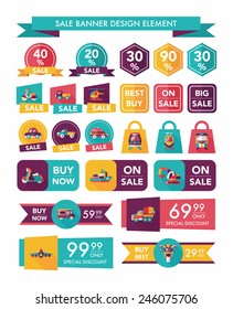 Transportation sale banner flat design background set, eps10