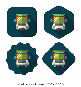 Transportation school bus flat icon with long shadow,eps10
