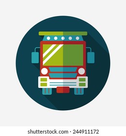 Transportation school bus flat icon with long shadow,eps10