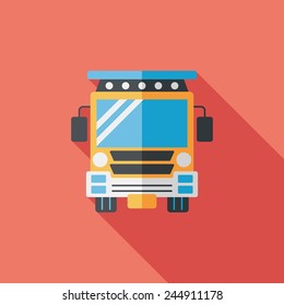 Transportation school bus flat icon with long shadow,eps10