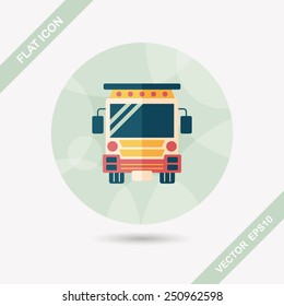 Transportation school bus flat icon with long shadow,eps10