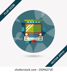 Transportation school bus flat icon with long shadow,eps10