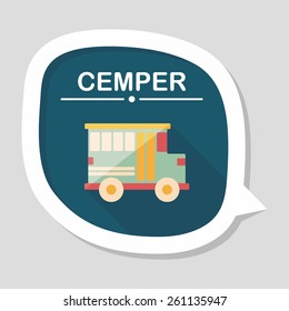 Transportation school bus flat icon with long shadow,eps10