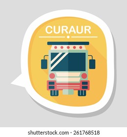 Transportation school bus flat icon with long shadow,eps10