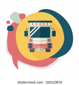Transportation school bus flat icon with long shadow,eps10