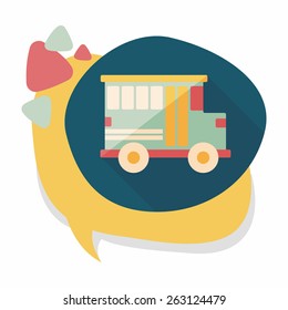 Transportation school bus flat icon with long shadow,eps10