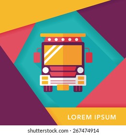 Transportation school bus flat icon with long shadow,eps10