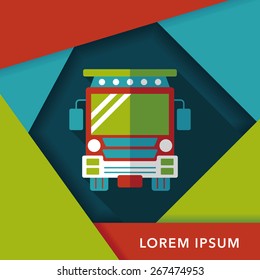 Transportation school bus flat icon with long shadow,eps10
