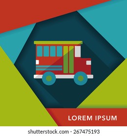 Transportation school bus flat icon with long shadow,eps10