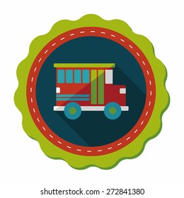 Transportation school bus flat icon with long shadow,eps10