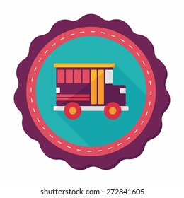 Transportation school bus flat icon with long shadow,eps10