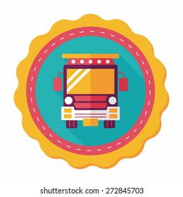 Transportation school bus flat icon with long shadow,eps10
