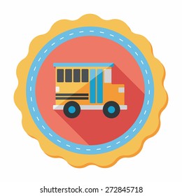 Transportation school bus flat icon with long shadow,eps10
