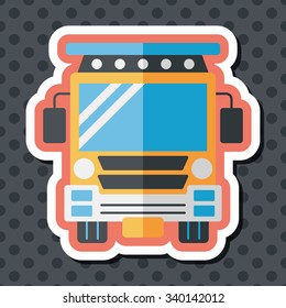 Transportation school bus flat icon with long shadow,eps10