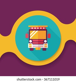 Transportation school bus flat icon with long shadow,eps10