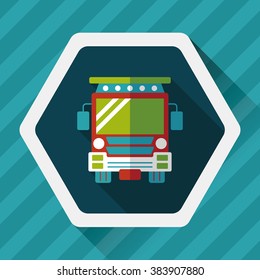 Transportation school bus flat icon with long shadow,eps10