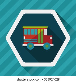 Transportation school bus flat icon with long shadow,eps10