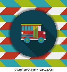 Transportation school bus flat icon with long shadow,eps10