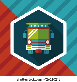 Transportation school bus flat icon with long shadow,eps10