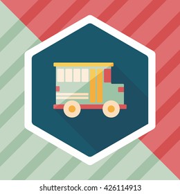 Transportation school bus flat icon with long shadow,eps10