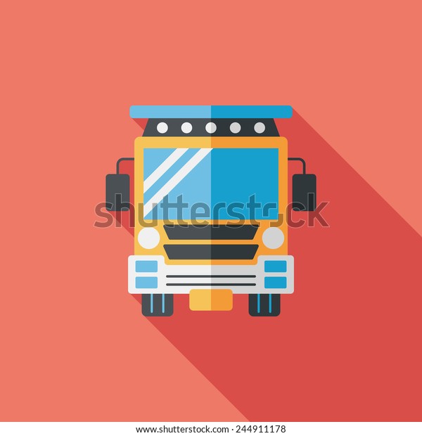 Transportation school bus flat icon with\
long\
shadow,eps10