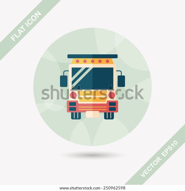 Transportation school bus flat icon with\
long\
shadow,eps10