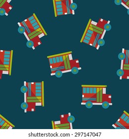 Transportation school bus flat icon,eps10 seamless pattern background