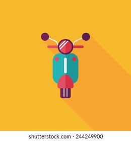 Transportation scooter flat icon with long shadow,eps10