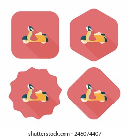 Transportation scooter flat icon with long shadow,eps10