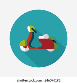 Transportation scooter flat icon with long shadow,eps10