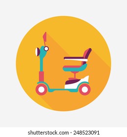 Transportation scooter flat icon with long shadow,eps10