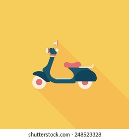 Transportation scooter flat icon with long shadow,eps10