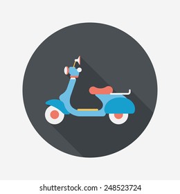 Transportation scooter flat icon with long shadow,eps10