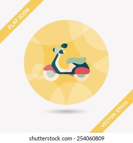 Transportation scooter flat icon with long shadow,eps10
