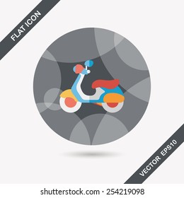 Transportation scooter flat icon with long shadow,eps10