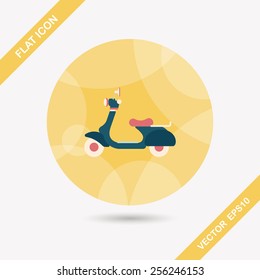 Transportation scooter flat icon with long shadow,eps10