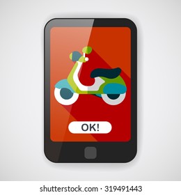 Transportation scooter flat icon with long shadow,eps10