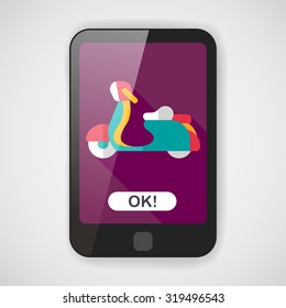 Transportation scooter flat icon with long shadow,eps10