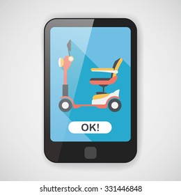 Transportation scooter flat icon with long shadow,eps10