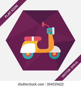 Transportation scooter flat icon with long shadow,eps10