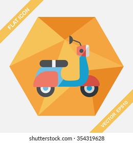 Transportation scooter flat icon with long shadow,eps10
