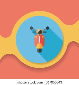 Transportation scooter flat icon with long shadow,eps10